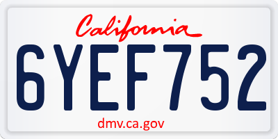 CA license plate 6YEF752