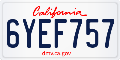 CA license plate 6YEF757