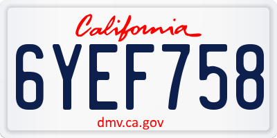 CA license plate 6YEF758