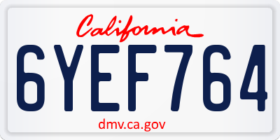 CA license plate 6YEF764