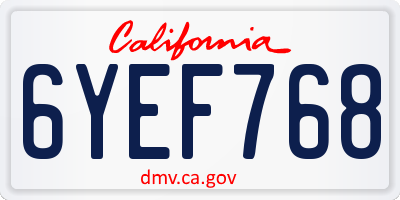 CA license plate 6YEF768
