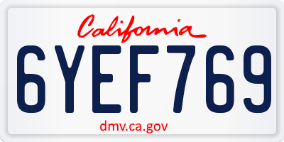 CA license plate 6YEF769