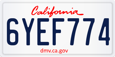 CA license plate 6YEF774