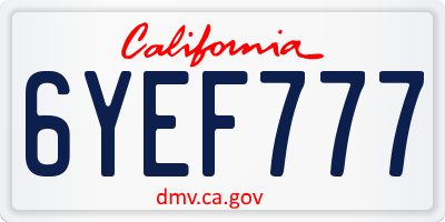 CA license plate 6YEF777