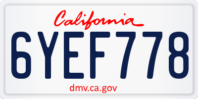 CA license plate 6YEF778