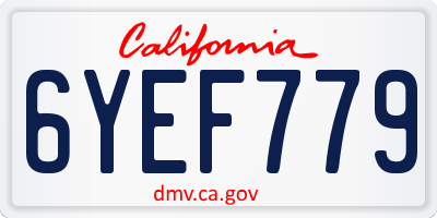 CA license plate 6YEF779