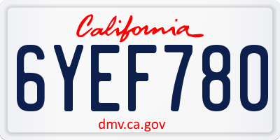 CA license plate 6YEF780