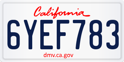 CA license plate 6YEF783
