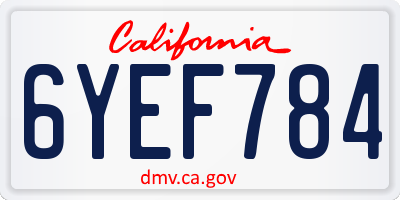 CA license plate 6YEF784