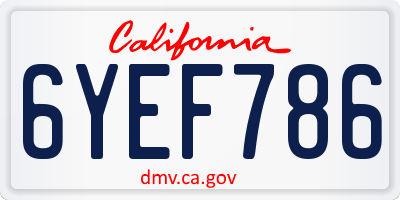 CA license plate 6YEF786