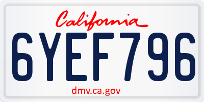CA license plate 6YEF796