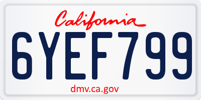 CA license plate 6YEF799