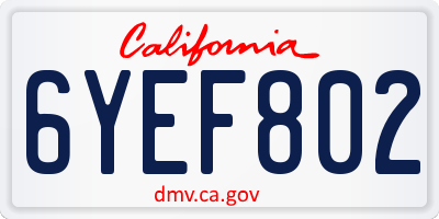 CA license plate 6YEF802