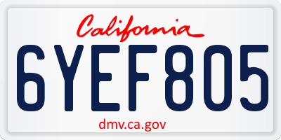 CA license plate 6YEF805