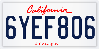 CA license plate 6YEF806