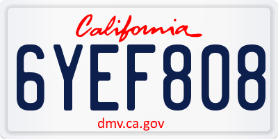 CA license plate 6YEF808