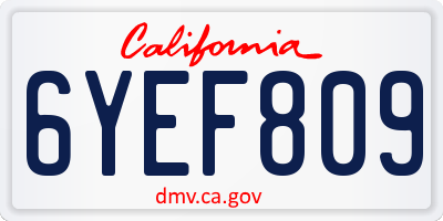 CA license plate 6YEF809