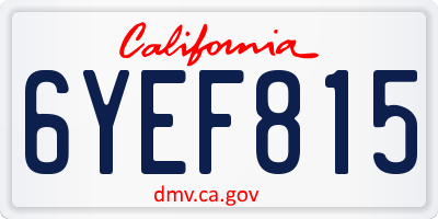 CA license plate 6YEF815