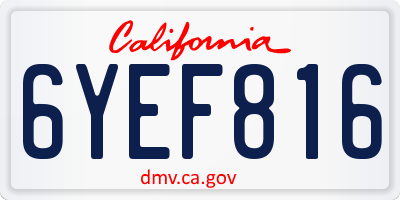 CA license plate 6YEF816