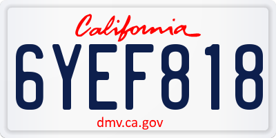 CA license plate 6YEF818