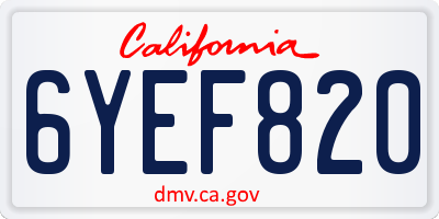CA license plate 6YEF820