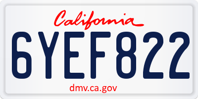 CA license plate 6YEF822