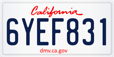 CA license plate 6YEF831