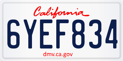 CA license plate 6YEF834