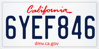 CA license plate 6YEF846