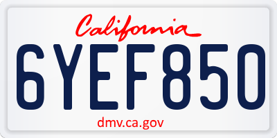 CA license plate 6YEF850