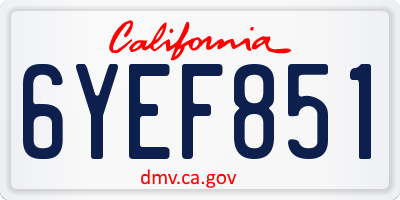 CA license plate 6YEF851