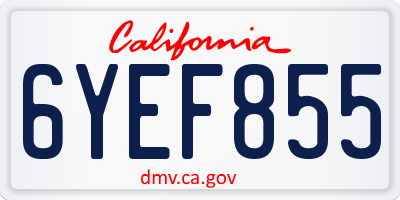 CA license plate 6YEF855