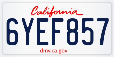 CA license plate 6YEF857