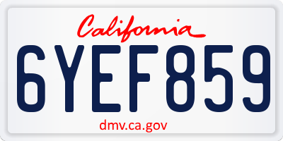 CA license plate 6YEF859