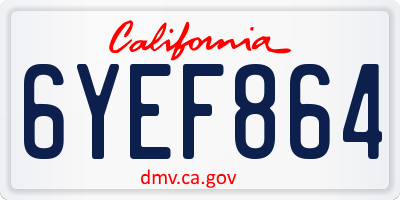 CA license plate 6YEF864