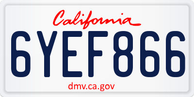 CA license plate 6YEF866