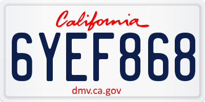 CA license plate 6YEF868
