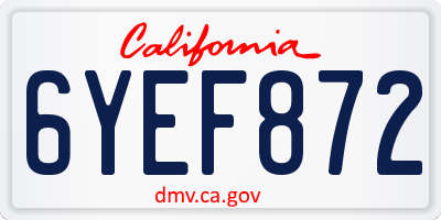 CA license plate 6YEF872