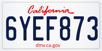 CA license plate 6YEF873