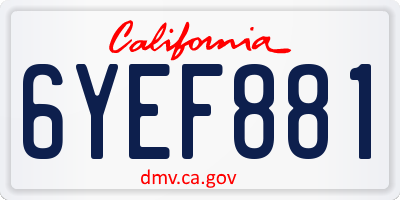 CA license plate 6YEF881