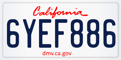 CA license plate 6YEF886