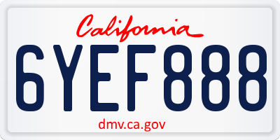 CA license plate 6YEF888