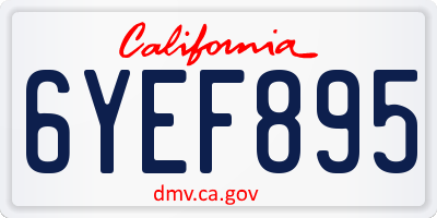 CA license plate 6YEF895