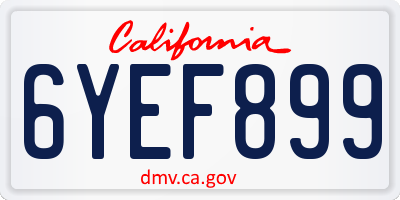 CA license plate 6YEF899