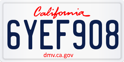 CA license plate 6YEF908