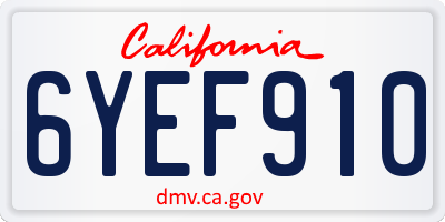 CA license plate 6YEF910