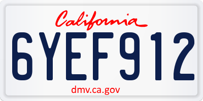 CA license plate 6YEF912