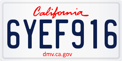 CA license plate 6YEF916