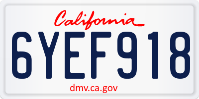CA license plate 6YEF918
