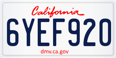 CA license plate 6YEF920